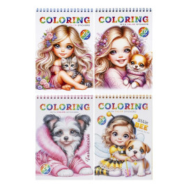 РАСКРАСКА А5 С НАКЛЕЙКАМИ НА СПИРАЛЕ 12Л. 232843