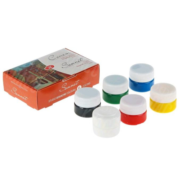 ГУАШЬ  6 ЦВЕТОВ  20МЛ ХУДОЖЕСТВЕННАЯ СОНЕТ 36411143