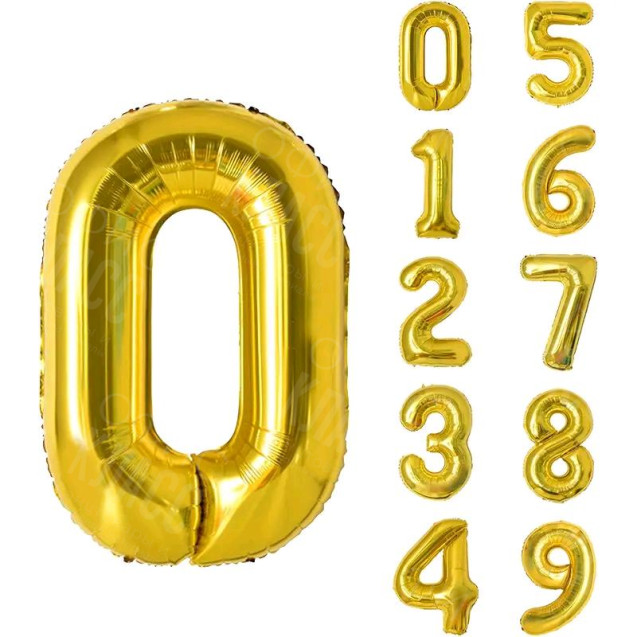 ЗОЛОТОЙ ВОЗДУШНЫЙ ШАР 83СМ ЦИФРА 0