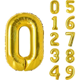 ЗОЛОТОЙ ВОЗДУШНЫЙ ШАР 83СМ ЦИФРА 0