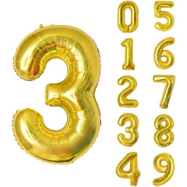 ЗОЛОТОЙ ВОЗДУШНЫЙ ШАР 83СМ ЦИФРА 3