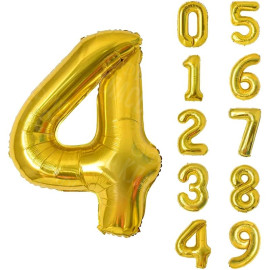 ЗОЛОТОЙ ВОЗДУШНЫЙ ШАР 83СМ ЦИФРА 4