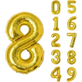 ЗОЛОТОЙ ВОЗДУШНЫЙ ШАР 83СМ ЦИФРА 8