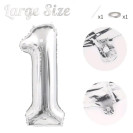 СЕРЕБРЯНЫЙ ВОЗДУШНЫЙ ШАР 83СМ ЦИФРА 1