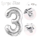СЕРЕБРЯНЫЙ ВОЗДУШНЫЙ ШАР 83СМ ЦИФРА 3