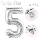 СЕРЕБРЯНЫЙ ВОЗДУШНЫЙ ШАР 83СМ ЦИФРА 5
