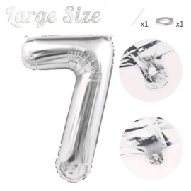 СЕРЕБРЯНЫЙ ВОЗДУШНЫЙ ШАР 83СМ ЦИФРА 7