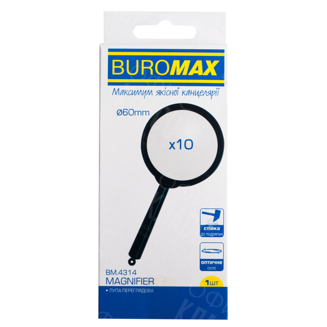 ЛУПА D60 D=60ММ.,10Х КРАТНОЕ УВЕЛИЧЕНИЕ, ОПТИЧЕСКОЕ СТЕКЛО BUROMAX 4314