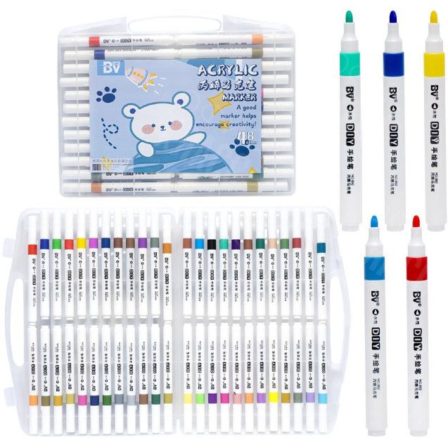 МАРКЕР АКРИЛОВЫЙ 48 ЦВЕТОВ BV-892-48 В ПЛАСТИКОВОМ БОКСЕ