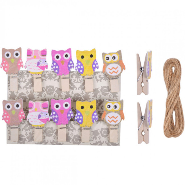 ПРИЩЕПКИ ДЕРЕВЯННЫЕ ДЕКОРАТИВНЫЕ С ФИГУРКОЙ 10ШТ 3,5*0,6СМ 4-201