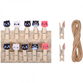 ПРИЩЕПКИ ДЕРЕВЯННЫЕ ДЕКОРАТИВНЫЕ С ФИГУРКОЙ 10ШТ 3,5*0,6СМ 4-201