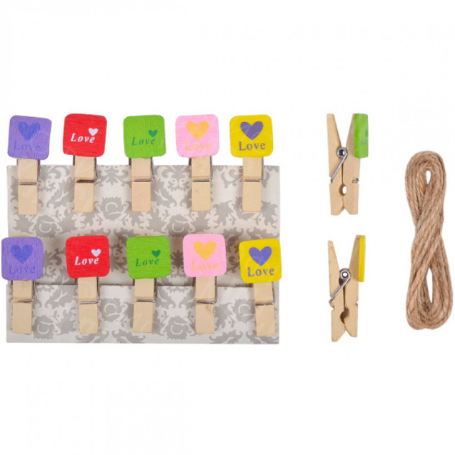 ПРИЩЕПКИ ДЕРЕВЯННЫЕ ДЕКОРАТИВНЫЕ С ФИГУРКОЙ 10ШТ 3,5*0,6СМ 4-201