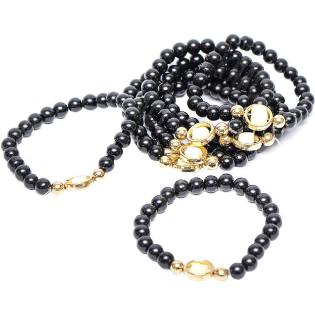 БРАСЛЕТ 002/1 ИЗ БУСИН НА РЕЗИНКЕ СО СЛОНИКОМ