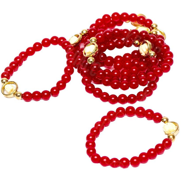 БРАСЛЕТ 003 ИЗ БУСИН НА РЕЗИНКЕ СО СЛОНИКОМ