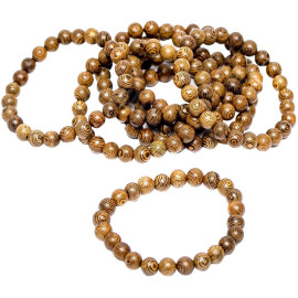 БРАСЛЕТ 005 ИЗ ДЕРЕВЯННЫХ БУСИН 8ММ НА РЕЗИНКЕ