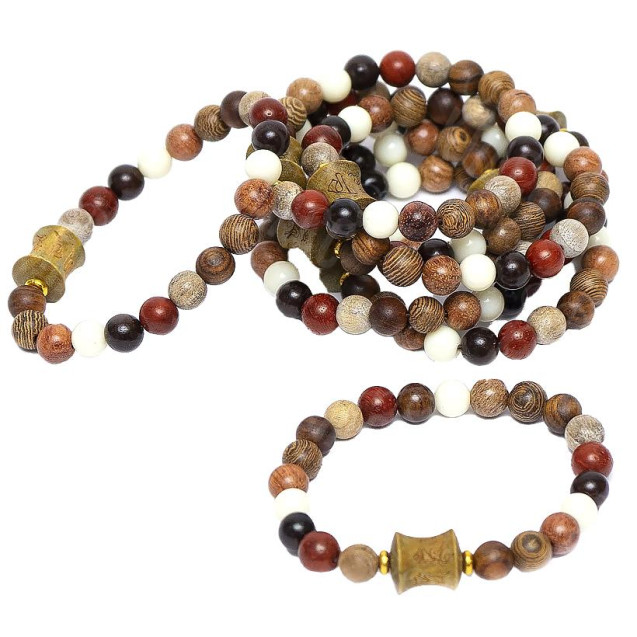 БРАСЛЕТ 014 ИЗ ДЕРЕВЯННЫХ БУСИН 8ММ НА РЕЗИНКЕ