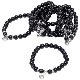 БРАСЛЕТ 015 ИЗ БУСИН НА РЕЗИНКЕ С ПОДВЕСКОЙ