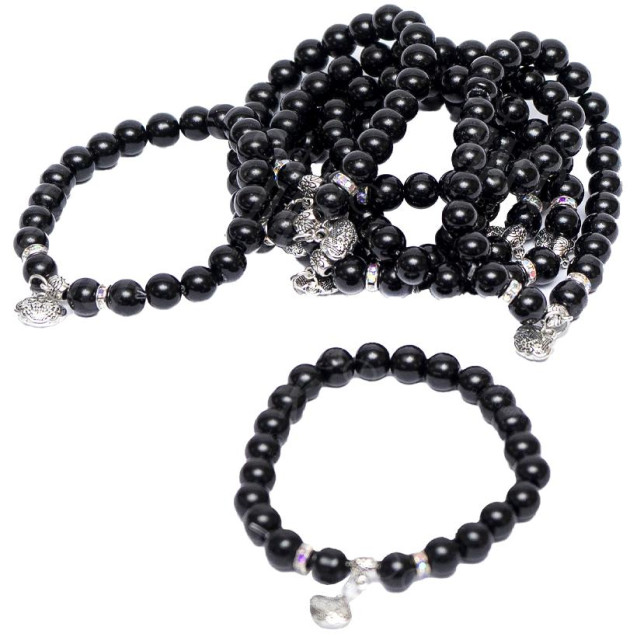 БРАСЛЕТ 015 ИЗ БУСИН НА РЕЗИНКЕ С ПОДВЕСКОЙ