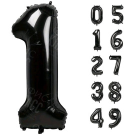 ЧЕРНЫЙ ВОЗДУШНЫЙ ШАР 66СМ ЦИФРА 1