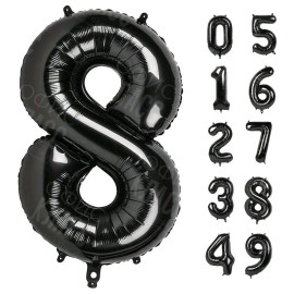 ЧЕРНЫЙ ВОЗДУШНЫЙ ШАР 66СМ ЦИФРА 8