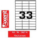 ЭТИКЕТКА САМОКЛЕЯЩАЯ 33ШТ 70ММ*25,4ММ AXENT 2467