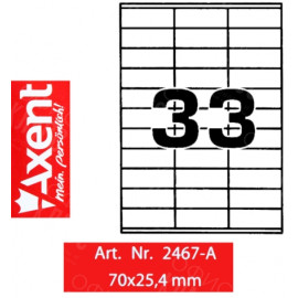 ЭТИКЕТКА САМОКЛЕЯЩАЯ 33ШТ 70ММ*25,4ММ AXENT 2467