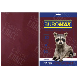 БУМАГА ЦВЕТНАЯ КОРИЧНЕВАЯ А4, 20 ЛИСТОВ, ПЛОТНОСТЬ 80 Г/М2 DARK BM.2721420-25 BUROMAX