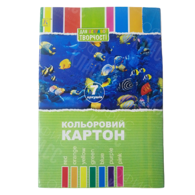 КАРТОН ЦВЕТНОЙ А4  7 ЛИСТОВ НАБОР КОЛЕНКОР