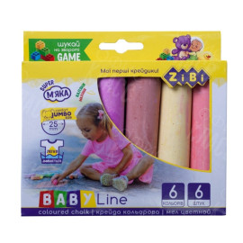 МЕЛ ЦВЕТНОЙ ZIBI JUMBO ZB.6710-99, 6 ЦВЕТОВ, КАРТОННАЯ КОРОБКА