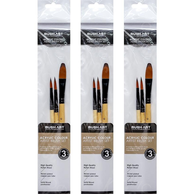 НАБОР КИСТЕЙ ХУДОЖЕСТВЕННЫХ 3ШТ ДЛЯ АКРИЛОВЫХ КРАСОК AS330-1