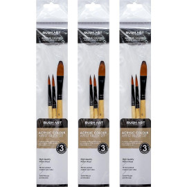 НАБОР КИСТЕЙ ХУДОЖЕСТВЕННЫХ 3ШТ ДЛЯ АКРИЛОВЫХ КРАСОК AS330-1