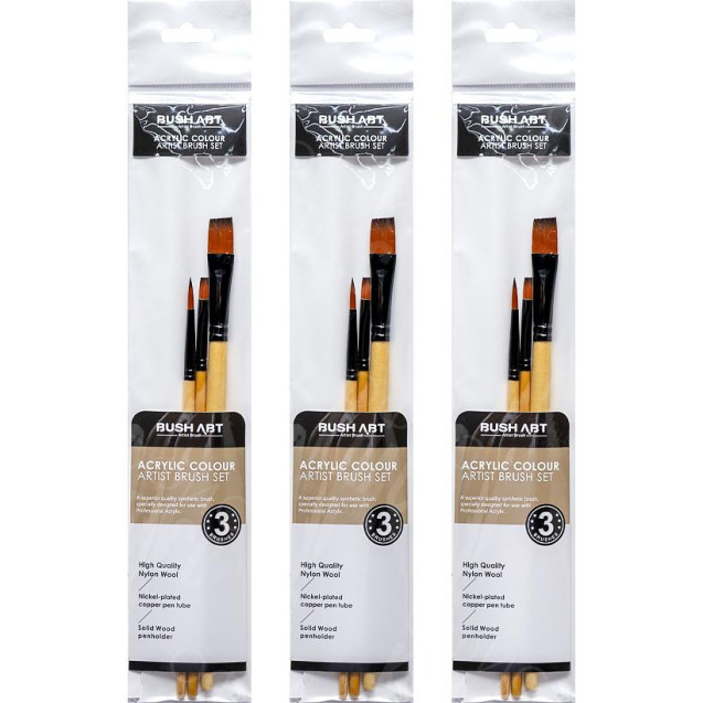 НАБОР КИСТЕЙ ХУДОЖЕСТВЕННЫХ 3ШТ ДЛЯ АКРИЛОВЫХ КРАСОК AS330-3