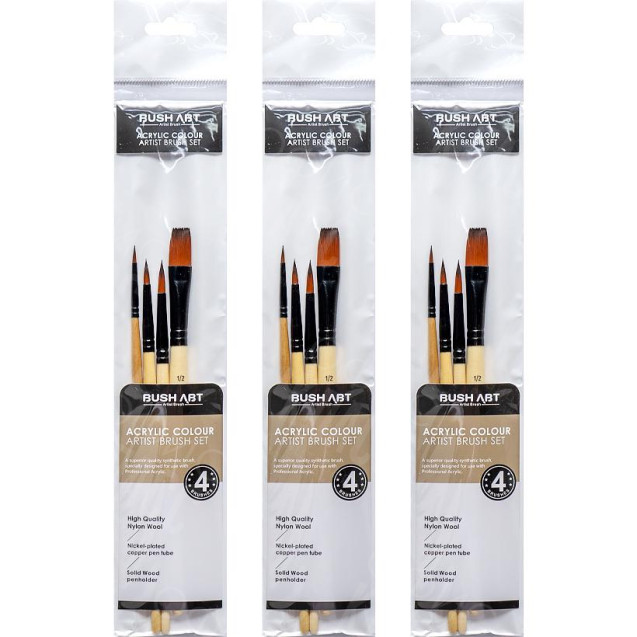 НАБОР КИСТЕЙ ХУДОЖЕСТВЕННЫХ 4ШТ ДЛЯ АКРИЛОВЫХ КРАСОК AS440-1