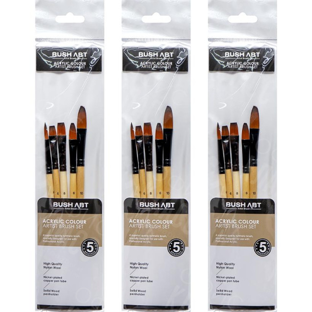 НАБОР КИСТЕЙ ХУДОЖЕСТВЕННЫХ 5ШТ ДЛЯ АКРИЛОВЫХ КРАСОК AS550-4