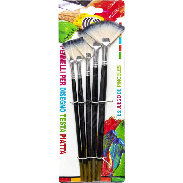 НАБОР КИСТОЧЕК 5ШТ ЩЕТИНА ВЕЕРООБРАЗНАЯ "С" 1001