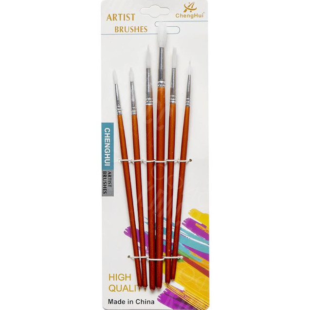 НАБОР КИСТОЧЕК КРУГЛЫХ БЕЛЫХ 6ШТ 1009/1006