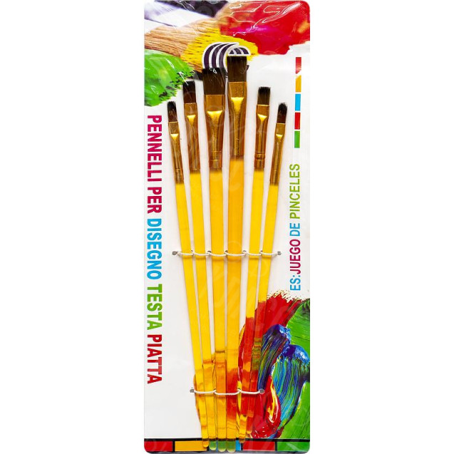 НАБОР КИСТОЧЕК ПЛОСКИХ 6ШТ "С" 1005