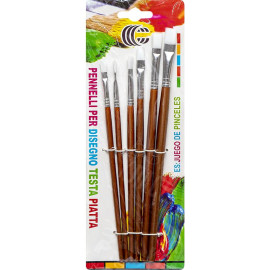 НАБОР КИСТОЧЕК ПЛОСКИХ НЕЙЛОНОВЫХ 6ШТ "С" 1006