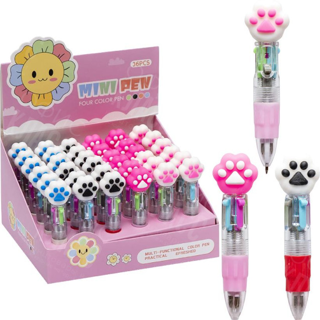 РУЧКА ШАРИКОВАЯ ДЕТСКАЯ 4 ЦВЕТА МИНИ "ЛАПКА" 881-2