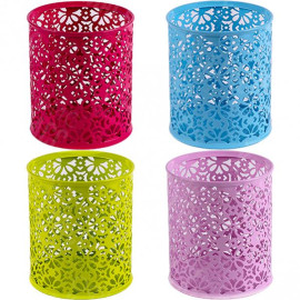 СТАКАН ДЛЯ РУЧЕК МЕТАЛЛИЧЕСКИЙ "АЖУРНЫЙ" 3687, ЦВЕТНОЙ 9,8Х8 СМ