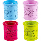 СТАКАН ДЛЯ РУЧЕК МЕТАЛЛИЧЕСКИЙ "БАБОЧКА" 3548, ЦВЕТНОЙ 9,8Х8 СМ