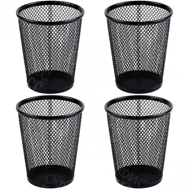 СТАКАН ДЛЯ РУЧЕК МЕТАЛЛИЧЕСКИЙ "СЕТКА-КОНУС" 3680, ЧЕРНЫЙ 9Х10,5 СМ