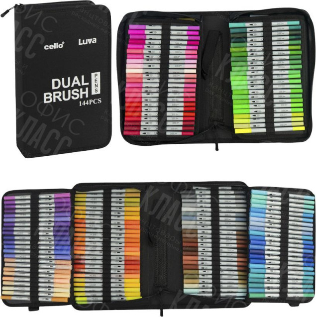 АКВАРЕЛЬНЫЕ ДВУХСТОРОННИЕ МАРКЕРЫ DUAL BRUSH CD001-144 ШТУК CELLO