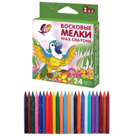 КАРАНДАШИ 24 ЦВЕТА НАБОР ВОСКОВЫЕ МИНИ ZOO 12С 866-08 ЛУЧ
