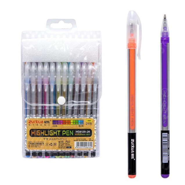 НАБОР РУЧЕК ГЕЛЕВЫХ 24 ЦВЕТА "HIGHLIGHT PEN" HG6120-24