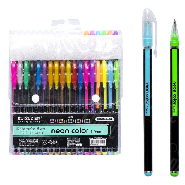 НАБОР РУЧЕК ГЕЛЕВЫХ 36 ЦВЕТОВ "NEON COLOR" HG6107-36