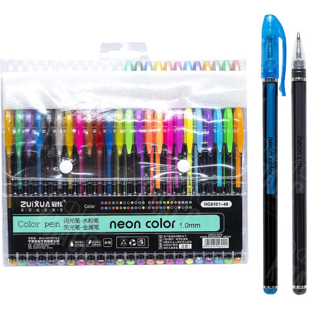 НАБОР РУЧЕК ГЕЛЕВЫХ 48 ЦВЕТОВ "NEON COLOR" HG6107-48