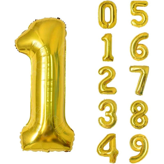 ЗОЛОТОЙ ВОЗДУШНЫЙ ШАР 68СМ ЦИФРА 1