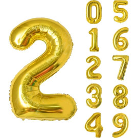 ЗОЛОТОЙ ВОЗДУШНЫЙ ШАР 68СМ ЦИФРА 2