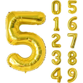 ЗОЛОТОЙ ВОЗДУШНЫЙ ШАР 68СМ ЦИФРА 5